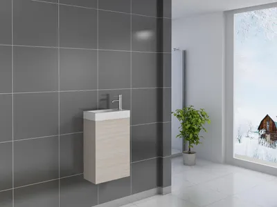 Produktbild von Gäste-WC Waschbecken 40 x 22 cm sonomaeiche Vega