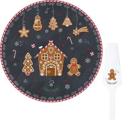 Zdjęcie produktu dla Talerz do ciasta piernikowego Ø30cm i serwetnik Talerz do ciasta piernikowego Boże Narodzenie
