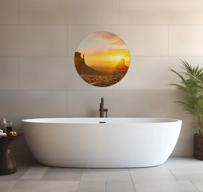 Produktbild von Wallario wasserfestes Poster selbstklebend 60 x 60 cm, Monument bei Sonnenuntergang, Badezimmerposter Spritzschutz mit Hochglanzoberfläche in Glasoptik
