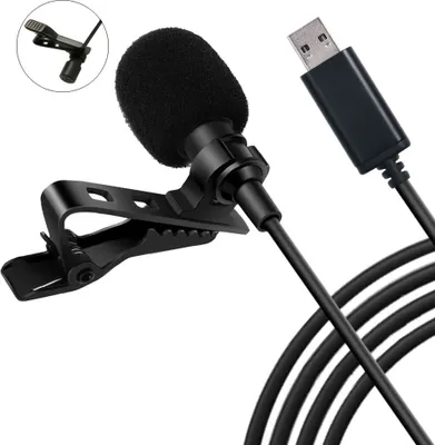 Zdjęcie produktu dla 150 cm Przenośny, miniaturowy, przypinany, dookólny mikrofon stereofoniczny USB do komputera PC