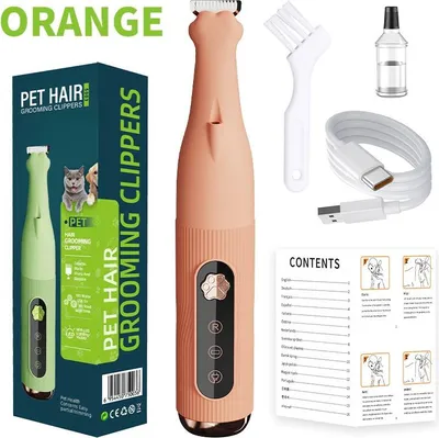 Obrázek produktu pro INF Elektrický zastřihovač chloupků pro domácí mazlíčky, ABS, 17 cm, pro psy a kočky oranžový