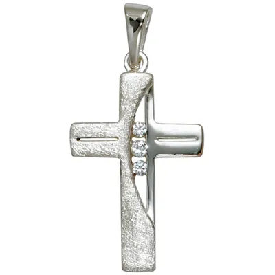 Produktbild von Anhänger Kettenanhänger Kreuz 925 Silber mit 3 Zirkonia Halsschmuck
