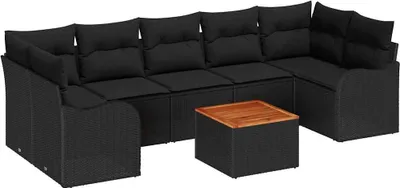 Produktbild von vidaXL Gartensofa-set 8 stk. Schwarz Poly-Rattan
