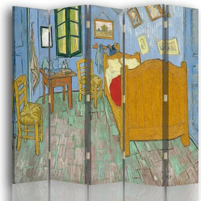Produktbild von Paravent - Raumteiler Vincents Schlafzimmer - Vincent Van Gogh - Dekorativer Raumtrenner cm. 180x170 (5 x)