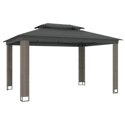 Produktbild von vidaXL Pavillon mit Doppeldach Anthrazit 3,94x2,96 m Stahl