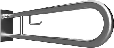 Produktbild von BELP Stützklappgriff in U-Form mit Toilettenpapierhalter Edelstahl gebürstet mit Abdeckung 100x250x829 mm, 120 kg Traglast für Bad & WC >> zum Bohren
