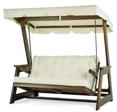 Produktbild von Gartenschaukel Sofa Moderner Stil Weiß Holzrahmen Bequem Entspannend
