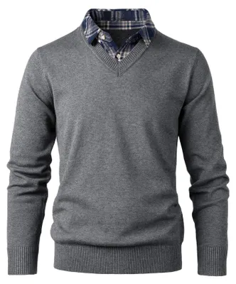 Productafbeelding van Heren trui met kraag en lange mouwen, 2-in-1 model