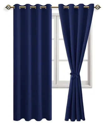 Verdunkelnde Vorhänge mit Ösen, dunkelblau, 2er-Set, 245x140 cm
