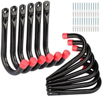 Immagine prodotto di Gancio da garage in acciaio, supporto J-Utility, per fissaggio a parete, portata massima 20 kg, 14 cm x 9 cm