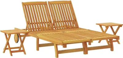 Image de vidaXL Chaise longue marron en bois massif d'acacia