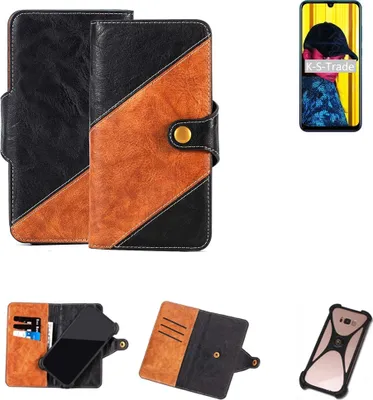 Produktbild von K-S-Trade Handyhülle Schutzhülle Bookstyle Case Wallet-Case kompatibel mit Huawei nova Lite 3 Handy Cover Bumper Klapphülle schwarz hellbraun 1x