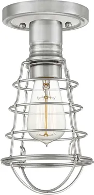 Immagine prodotto di Plafoniera in metallo D: 14,5 cm lampada da soffitto con paralume in filo metallico in nichel spazzolato dal design vintage