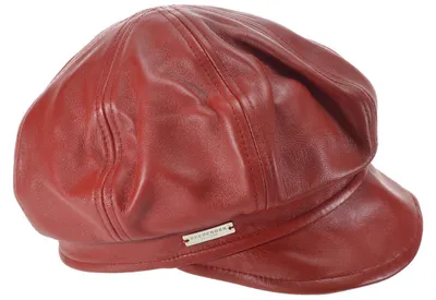 Image de Casquette ballon Seeberger en cuir lisse véritable, rouge, taille M