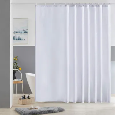 Immagine prodotto di Tenda da doccia extra lunghezza antimuffa tessile bianca impermeabile 275x180cm