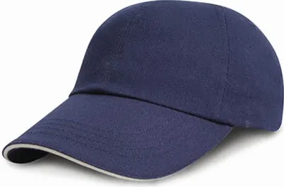 Produktbild von Result Headwear RC024JP | Kinder Heavy Brushed Baumwolle Cap / Messingschnalle - Farbe: Navy/White - Größe: One Size