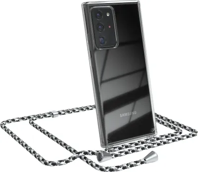 Produktbild von EAZY CASE Handykette kompatibel mit Samsung Galaxy Note 20 Ultra / Note 20 Ultra 5G, Handyhülle mit Umhängeband, Handykordel, Schutzhülle Clear, Band in Schwarz