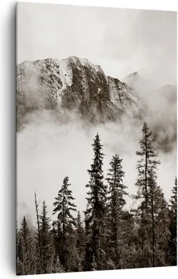 Produktbild von Bild auf Leinwand - Leinwandbild - Einteilig - Nebel Berg Wald - 80x120cm - Wand Bild - Wanddeko - Wandbilder - Leinwanddruck - Kunstdruck - Wanddekoration - Leinwand bilder - Wandbild - PA80x120-4936