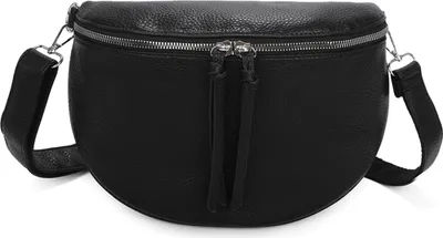 Produktbild von Bauchtasche Umhängetasche Crossbody-Bag Hüfttasche Kunstleder Italy-Design BLACK