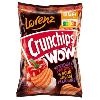 Image de Crunchips Lorenz WOW poivrons et crème aigre chips striées 110g