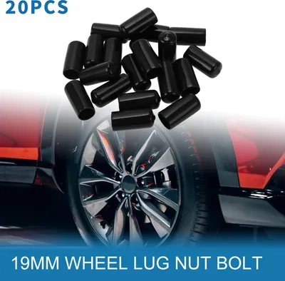 Image de Écrou De Roue De Boulon De Goujon De Roue 19Mm Jantes Écrou De Pneu Vis Capuchon De Protection De L'Écrou En Pvc Noir 20 Pièces