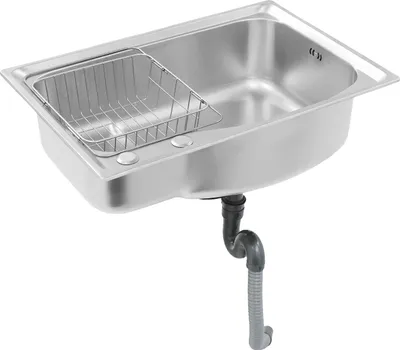 Produktbild von Küchenspüle, große Einzelbecken, gebürstete Oberfläche, Silber