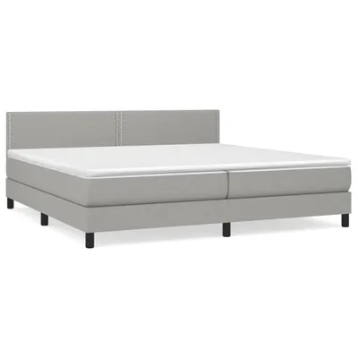 Produktbild von Boxspringbett mit Matratze Hellgrau 200x200 cm Stoff