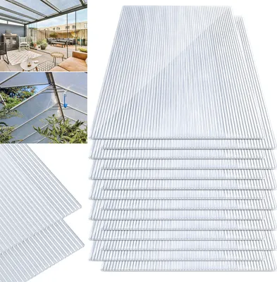 Produktbild von Aopunly 10x Doppelstegplatte Leicht Vielseitig Widerstandsfähig Transparent 8 mm 60,5 x 121 cm