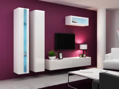 Produktbild von Mediawand Wohnwand 4 tlg -  SENTIC 2 - Weiss Hochglanz inkl. LED