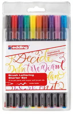 Zdjęcie produktu dla Edding 1340-10S 1340 pióro pędzelkowe z fibrową końcówką - 10 sztuk, różne