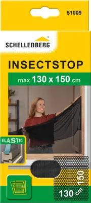 Produktbild von Schellenberg Fliegengitter ELASTIC, für Fenster mit Wetterschenkel, Insektenschutz ohne bohren, anthrazit, 130 x 150 cm, 51009