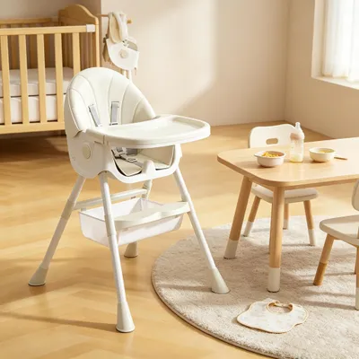 Produktbild von 4 in 1 Hochstuhl Kinderhochstuhl,Kombihochstuhl Babyhochsitz,Babyliege mit Verstellbare Rückenlehne,Esszimmerstuhl ab 6 Monate kleinkinder (beige)
