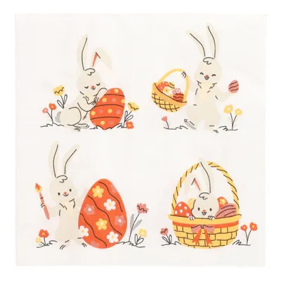 Produktbild von 300 Papstar Servietten, 3-lagig 1/4-Falz 33 cm x 33 cm Rabbit Parade 89233