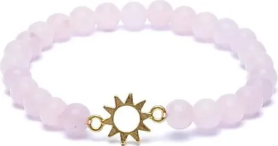 Produktbild von Armband Rosenquarz elastisch mit Sonnenanhänger -- 6mm online bestellen