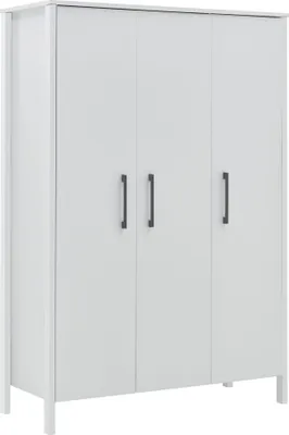 Produktbild von Kleiderschrank KIARA 3-türig Weiß mit 5 Einlegeböden und 1 Kleiderstange