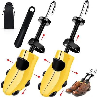 Productafbeelding van Schoenspanner heren - Schoenlepel - Verstelbaar - Maat 40-47 - Geel - Set van 2
