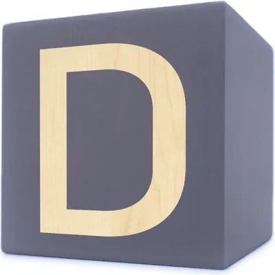 Zdjęcie produktu dla Drewniana kostka na litery, 5 x 5 cm, szara, litera D