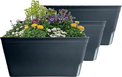 Produktbild von Famanu Selbstbewässernde Pflanzenkübel, mattschwarz, Set von 3