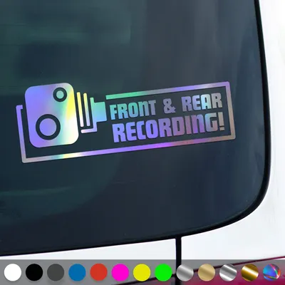Produktbild von PantherPixel Dash Cam Aufkleber Videoufnahme Vorn Hinten Kamera Sticker Auto Geschenkidee Farbe Oilslick-Hologramm