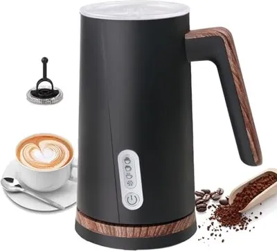 Produktbild von Elektrische Milch Frother 4-in-1 Heißer Kaltschaum, warme Milch, automatischer Absperrbehälter (schwarz)