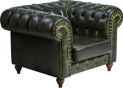 Immagine prodotto di Poltrona Chesterfield, verde, design moderno, ideale per l'arredamento del soggiorno