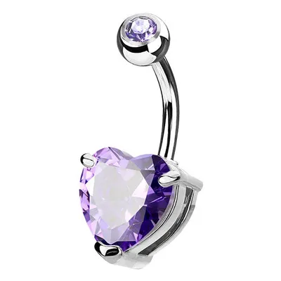 Produktbild von Taffstyle Bauchnabelpiercing Bauchnabelpiercing Banane Schmuck Stecker Herz Strass Kristall, Silber | Tanzanite / 10mm