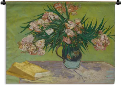 Produktbild von MuchoWow® Wandteppich Wandbehang Oleander - Vincent van Gogh 90x67.5 cm Tapisserie Dekoration Wandtuch - Fototeppich - Wand-Skulpturen