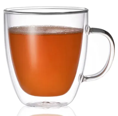 Kaffeetasse aus Borosilikatglas, 560 ml, doppelwandig, klar