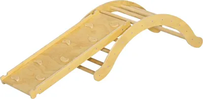 Zdjęcie produktu dla Zestaw do wspinaczki 4 w 1 ze zjeżdżalnią, trójkąt wspinaczkowy do zjeżdżania i wspinaczki, drewniana zabawka do wspinaczki, dla dzieci 1,5-4 lat, do użytku w pomieszczeniach, drewno naturalne