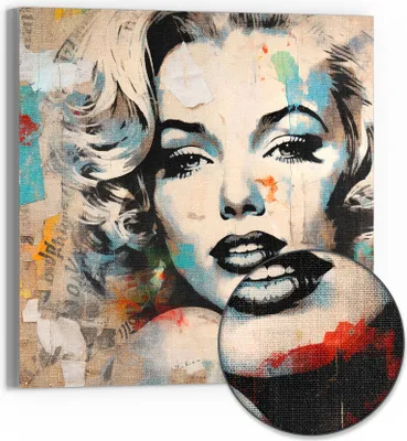 Produktbild von DEQORI Hybrid Leinwand Bild 50x50 cm 'Vintage-Star Fusion' Wandbild Glas flach modern