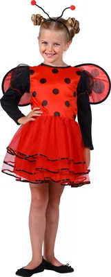 Produktbild von T3198-140-152 rot-schwarz Kinder Mädchen Marienkäfer Käfer Kostüm 3 tlg. Gr.140-152