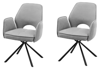 Produktbild von Armlehnstuhl >Nadja< (2er Set) in grau, Stoffbezug - 61x86x61cm (BxHxT)