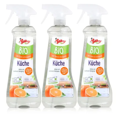 Produktbild von PoliboyKüche Allzweckreiniger 500ml - Mit Soda & Orangenöl (3er Pack)