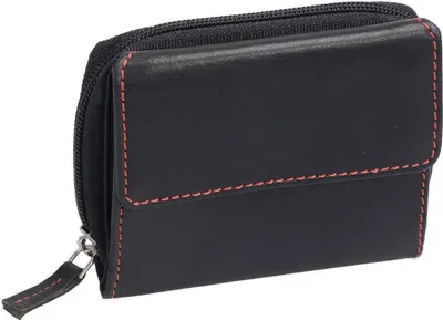 Produktbild von Leder Damenbörse OTARIO, schwarz-rot